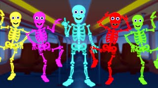 Wheels On The Bus With Five Skeletons | Spooky Scary Skeletons Song for Preschoolers for Circle Time