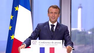 Conférence de presse du Président Emmanuel Macron à l’issue du G7 Biarritz