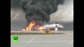 Russian Passenger jet is on fire at Moscow airport following crash landing