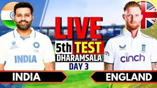 live: India vs England 5 test match 3 day live match||India vs England only test match today 2024