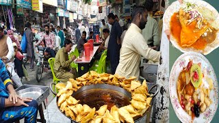 street food in Faisalabad | famous Almadeena Samosa walay | special cream chart | special samosa |