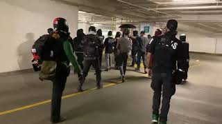 The antifa mob chases a right-wing group that got splintered off after the pro-police rally.