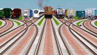 9 IND Express Trains Crossing On Bumpy🎉Grandient Railroad Crossings | Train Simulator @NTG