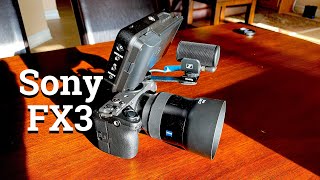 SONY FX3 Cinema Line camera in the hands of a vlogger.