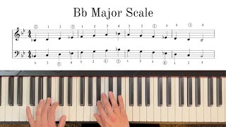 Bb Major Scale- One Octave- Easy Piano