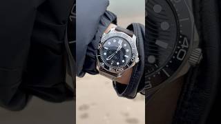 Omega SMP300 Bezel Action & Wristbuddys Dark Brown Embossed Alligator Leather Strap #omegaseamaster