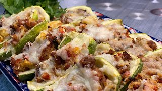 кабачки с фаршем и сыром/zucchini with ground meat/Блюда из кабачков/