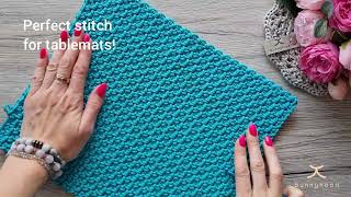 Mesh stitch - perfect and super easy stitch for rectangular table mats! 🧶 Try this!