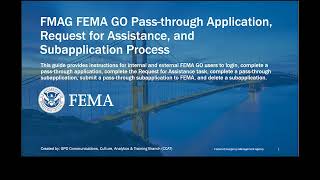 FEMA GO FMAG Application and Subapplication