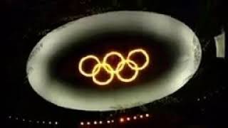 2020 Summer Olympics Opening Ceremony Olympic rings on fire in the water