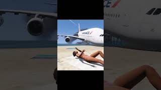 Plane Emergency Landing on the beach after One Engine Failure GTA 5 #shorts