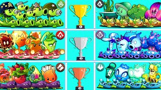 Team PEA x AQUA x FIRE x SHADOW x PULT x ELECTRIC - Who Will Win? - PvZ 2 Team Plant Battlez