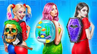 Poor Mermaid at Superhero School! Vampire Vs Harley Quinn Vs Mermaid!