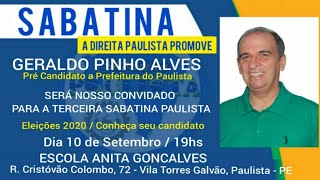 MOVIMENTO DIREITA PAULISTA SABATINA GERALDO PINHO ALVES - AO VIVO