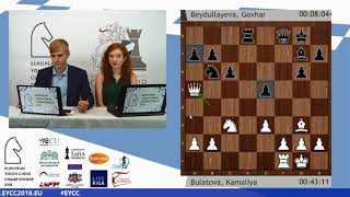 Bulatova Kamaliya - Beydullayeva Govhar  (EYCC 2018 - Riga ) 9 round