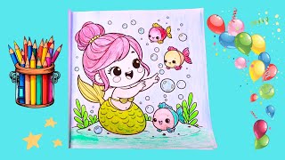 Fun Coloring | Coloring Tutorial For Kids  | How to Color Mermaid & Fish Friends  #coloringforkids