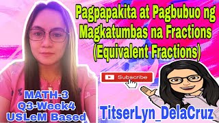 Pagpapakita at Pagbubuo ng Magkatumbas na Fractions(Equivalent Fractions)|Math-3| TitserLyn DelaCruz