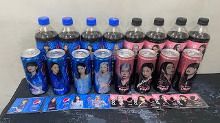 #PEPSIPHxBLACKPINK Blue and Black Tin Can Set Unboxing with PET Bottle Set and DIY Photocards