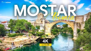 Mostar, Bosnia by Drone : Bosnia and Herzegovina : Mostar Old town, 4K Ultra HD