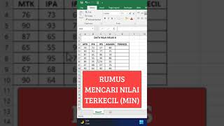 Mencari Nilai Terkecil (MIN) di Excel #excel #min #terkecil #cepat #tutorialexcel #pemula #nilai