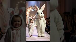 "Whimsical Walk: Baby Girl and Giant Rabbit on the Runway"#cute #fun #kidsvideo#shorts