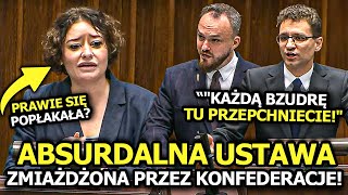 POSŁOWIE KONFEDERACJI ZACZĘLI KPIĆ Z ABSURDALNEJ USTAWY W SEJMIE! "KAŻDĄ BZUDRĘ TU PRZEPCHNIECIE!"