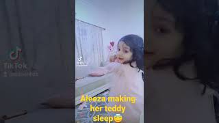 Cute Kid Aleeza making her Teddy sleep