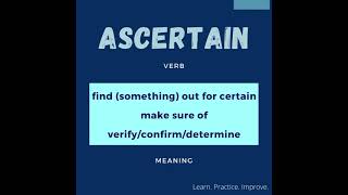 ASCERTAIN | Word meaning | Word of the Day 99