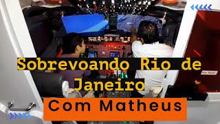 Matheus Sobrevoando a cidade do Rio de Janeiro em um simulador de vôo do boeing737 #simuladordevoo