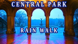 ASMR rainy day walk in Central Park, NYC