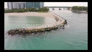 Bal Harbour Miami Beach Cloudy Afternoon - Aerial Stock Footage