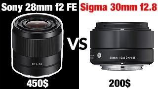 REVIEW Sony 28mm f2 vs Sigma 30mm f2.8 (Video autofocus on A6500) Daytime and low light