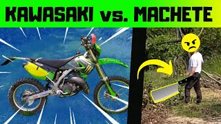 Kawasaki KX 125 VS. Machete. Angry people vs. biker in the woods?!?