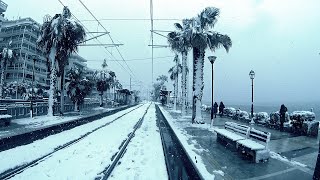 Cab Ride Athens Tram - 16.02.2021... Part 2: Snow on the Beach - [378]