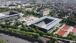 Roland Garros: France International tennis championship site aerial view