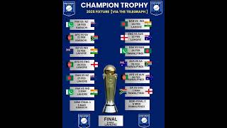 CHAMPIONS TROPHY 2025 SCHEDULE 🏆#ChampionsTrophy2025 #schedule #cricket #bcci #ICC #TeamIndia