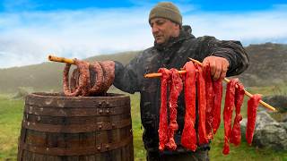 I Smoked Homemade Sausages in a HUGE Wooden Barrel! Juicy and Smoky