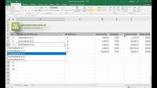 Lista rozwijana Excel 2016