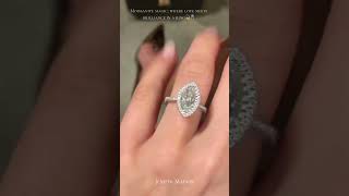 Marquise Cut Halo Style Moissanite Engagement Ring #engagmentring #ringgoals #ytshort #yt #halo