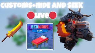 CUSTOMS + HIDE AND SEEK ROBLOX BEDWARS (viewers can join)🔴LIVE🔴