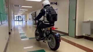 Sondors MetaCycle ridden in school