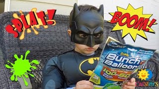 BATMAN WATER BALLOON FIGHT Water Toys Family Fun Activities For Kids Carstens Adventure Channel