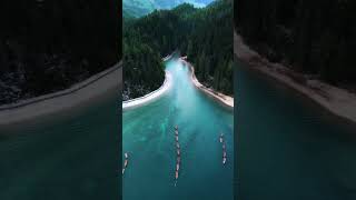 A beautiful mountain lake from a bird's-eye view,Italy