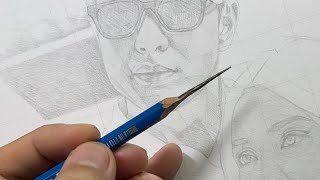 Live PENCIL DRAWING, SHADING! How to Start, Draw Realistic Portrait- Tutorial