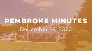 Master Plan Priorities: Pembroke Minutes: December 19, 2023