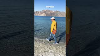 At Pangong Lake #travel #pangonglake #ladakh #shortsvideo #trending #youtubeshorts