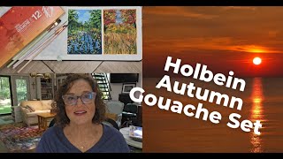 Holbein Irodori Autumn Gouache Set  2 Landscape  Paintings