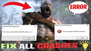 God Of War PC Out Of  Memory & D3d Feature Not Supported Fix | Startup Crash All Crashes Fix in 2022