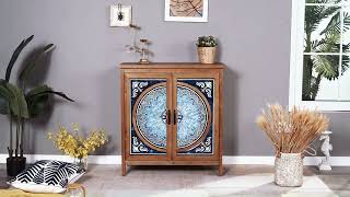 Need Different Elements on Cabinet? Meet This 2-Door Retro Blue and White Porcelain Veneer Cabinet