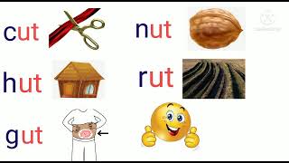 Letter 'u' blending (ut) / CVC Words / Word Family -ut / Phonics for kids/Reading Three Letter Words